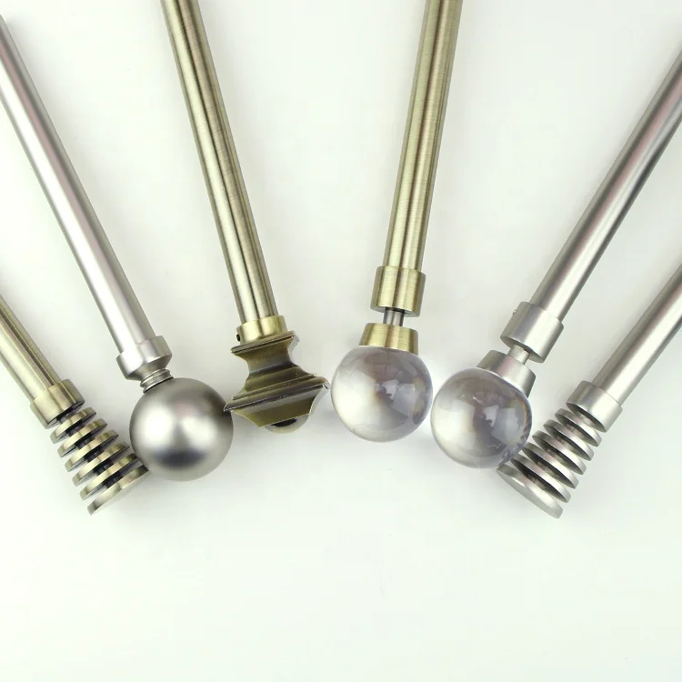 Factory Direct Extensible Pole Antique Brass Twist Curtain Finials For Curtain Rods Sets