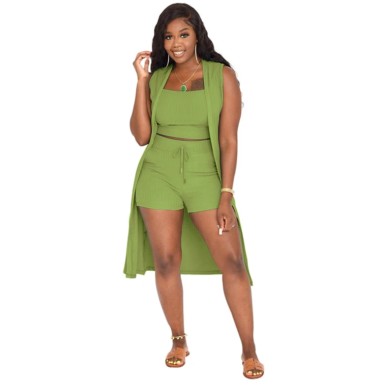 2022 casual loungewear boutique striped 3 piece set women clothing