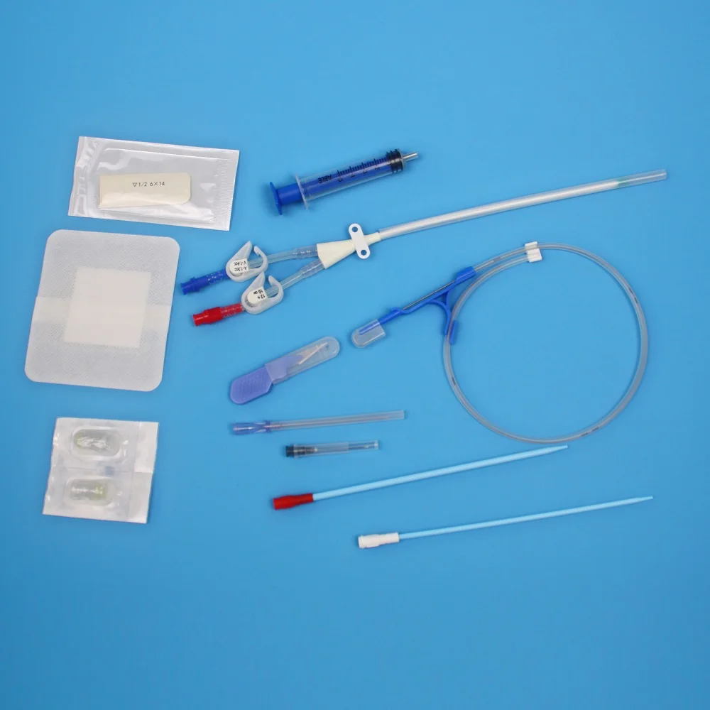 Wholesales Disposable Hemodialysis Catheter Kit Medical Sterile Double Lumen Dialysis Catheter Set