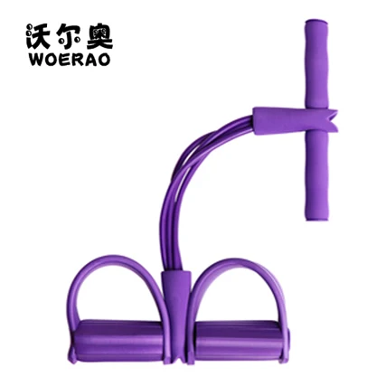 TPE customized 4-tube sit up rope expander Pull Rope Bands Foot Pedal Rally Thin Waist Weight Reduction Pedal resistance belt