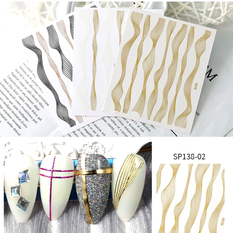 Wholesale Ultra Thin Nail Sticker Metal Strip Tape 3D Adhesive Stripe Line DIY Nail Sticker