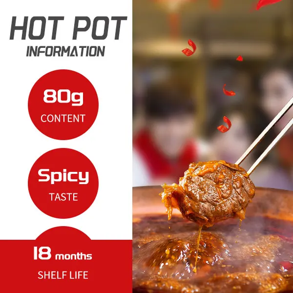 Top Sale Guaranteed Quality hotpot seasoning spicy soup base Hotpot Condiments Bottom Material