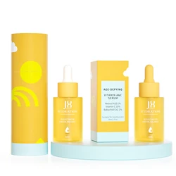 1oz Cosmetic skin care essential oil bottle packaging frosted glass flat shoulder 30ml matte pink serum dropper bottle with box