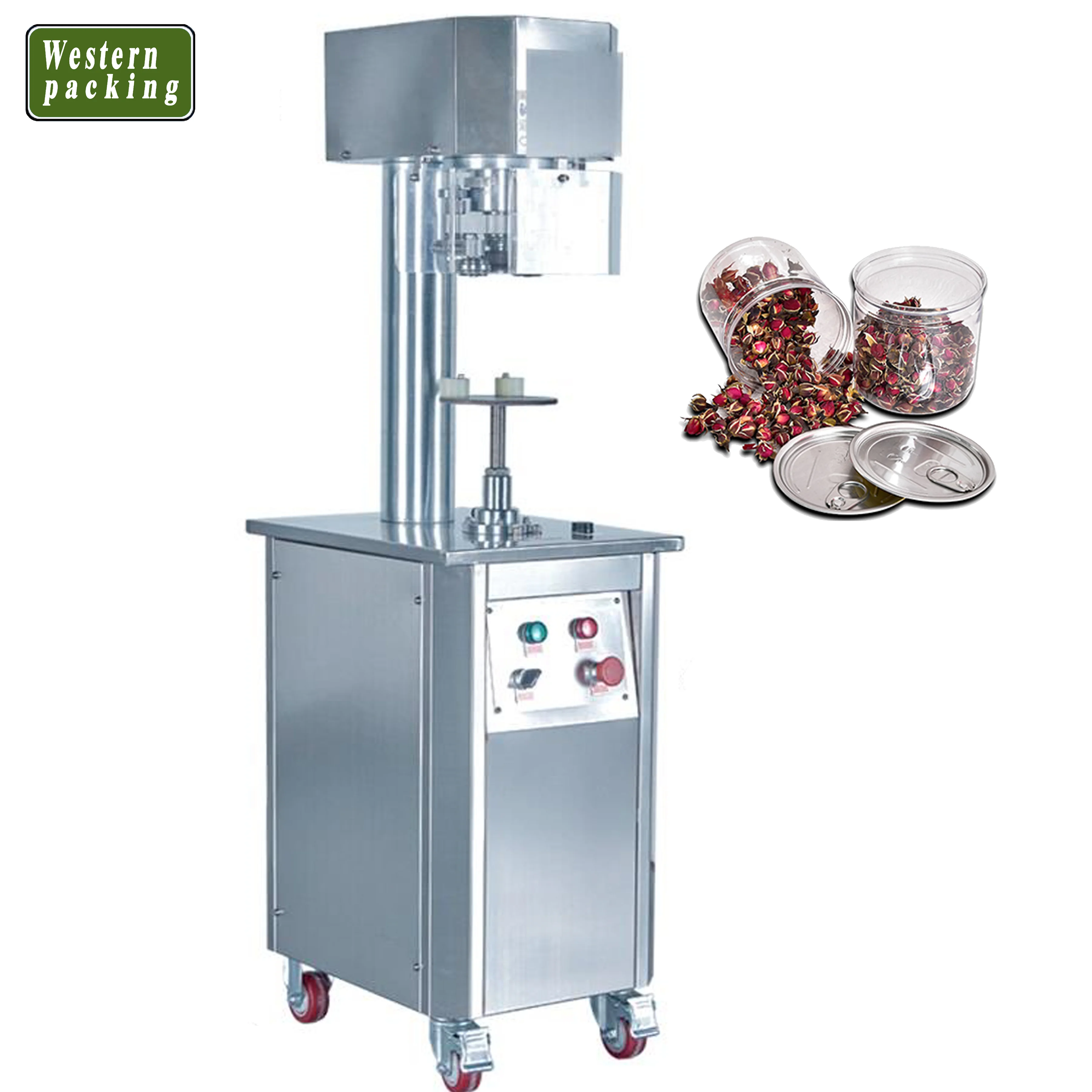 vertical semi automatic  rotary can sealer/PET bottle sealing machine/tin can sealing machine