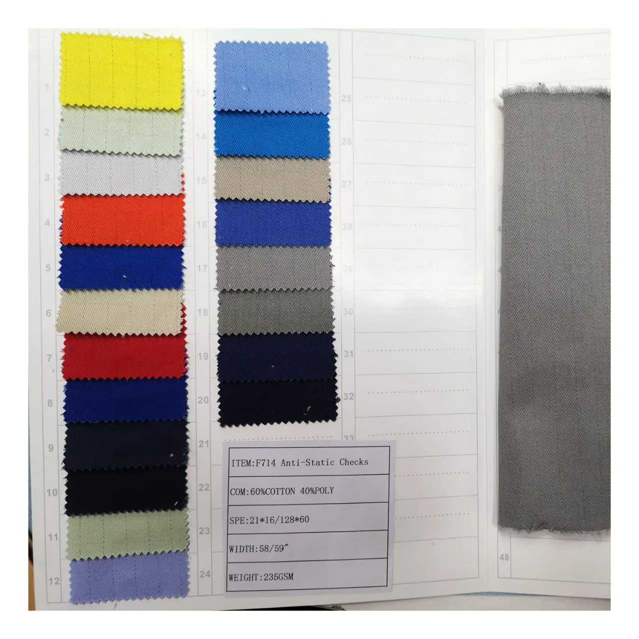 CVC6040 Anti-Static Check Woven Workwear Luscious Red  Twill Fabric For Workwear Uniforms