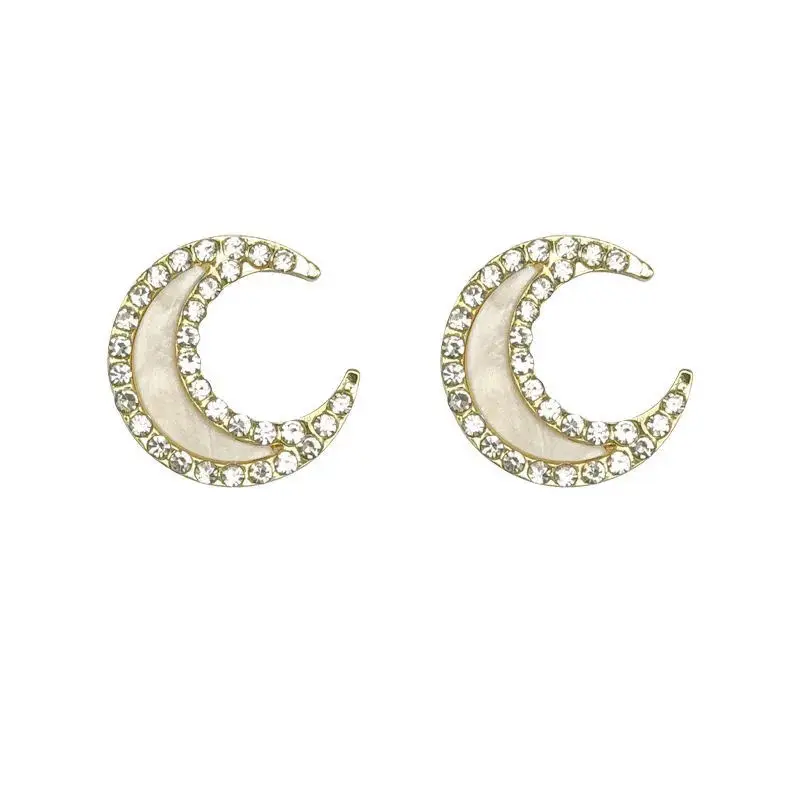 
Hot Selling INS 925 Sterling Silver Moon Stud Earrings Zircon Korean Silver Stud Earring For Women Personality 