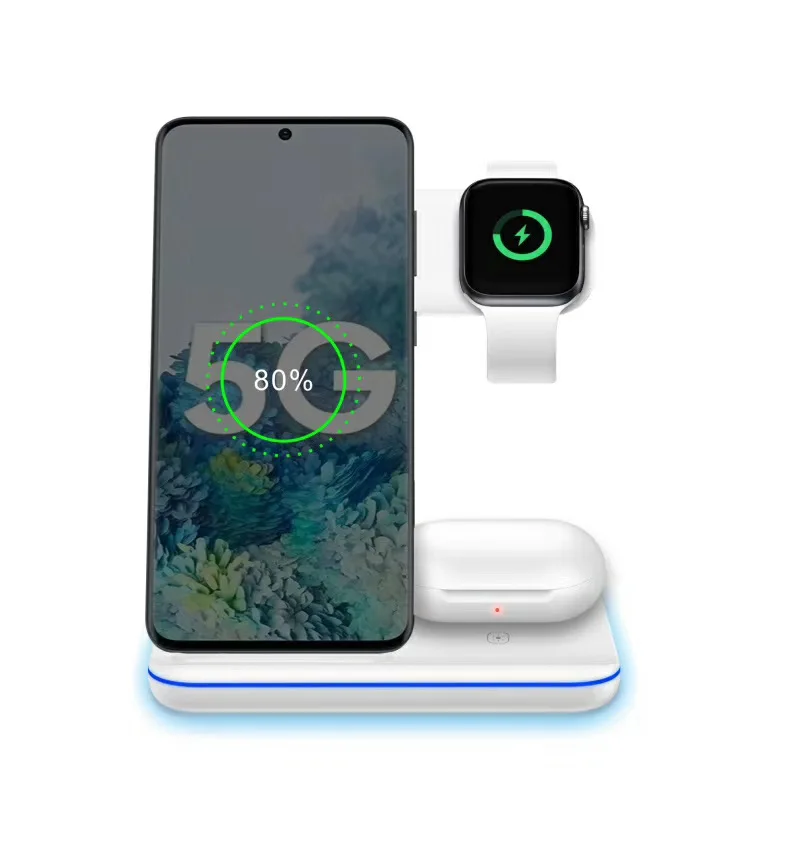 2022 Amazon Best Selling 3 in 1 Qi-Certified 15W Fast Charging Station for Watch Series 7/6/5/4/3/2/1, earbuds for all phone