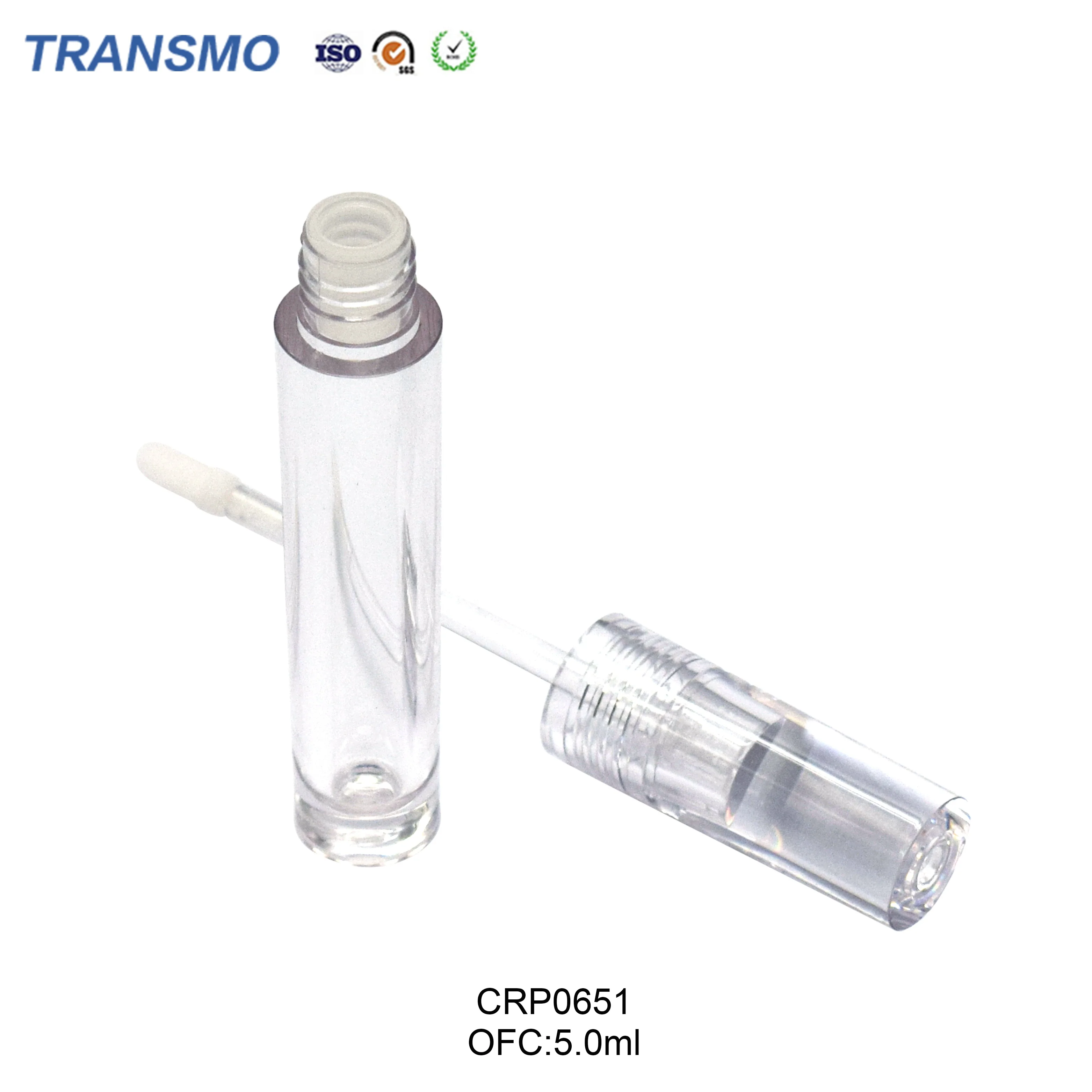 Recycled plastic 5ml lip gloss packaging custom logo liquid lipstick tube 5ml round crystal empty lipgloss tubes