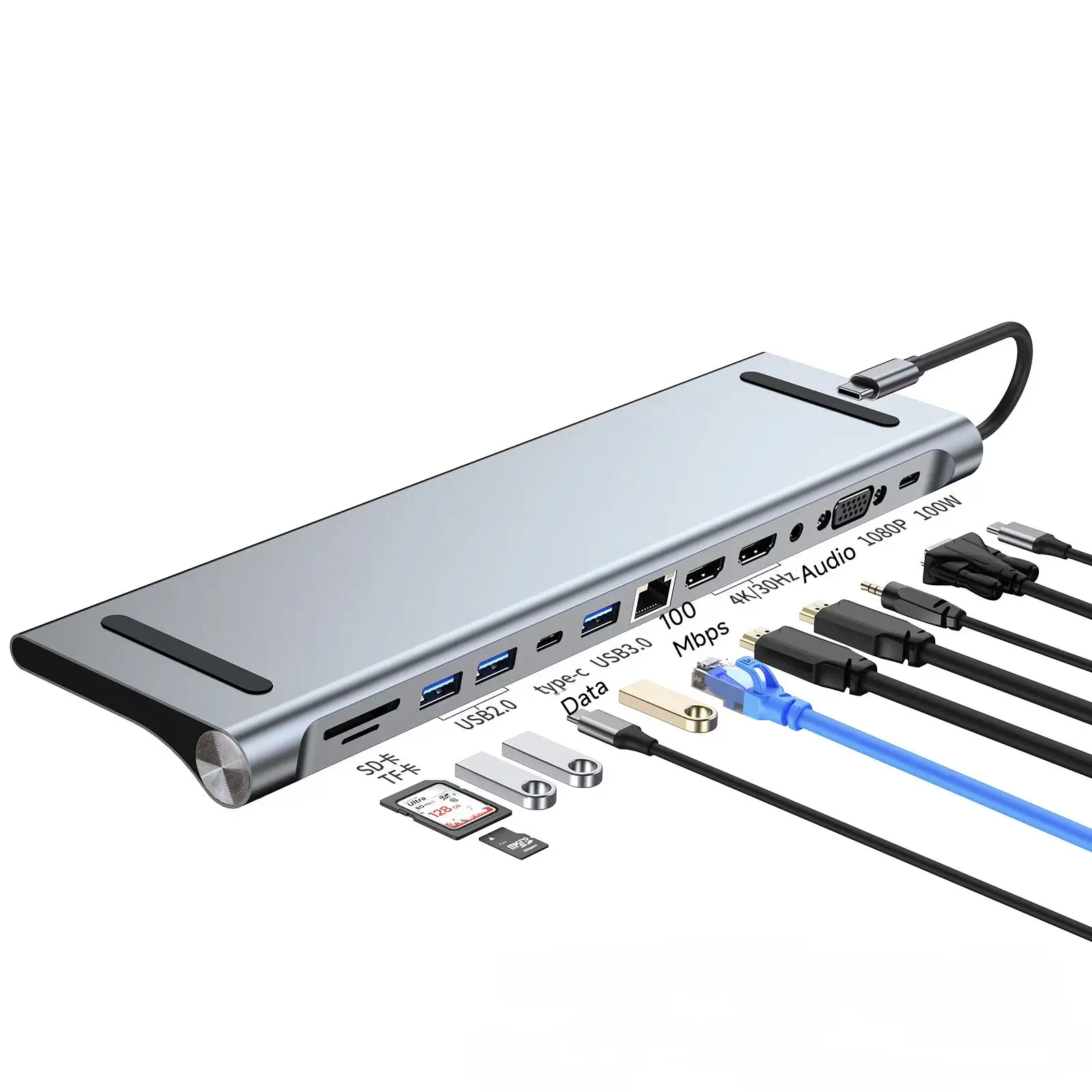 12-In-1 Multi Function Multifunction USB C USBC Type-C To 4K Hdmi Multifunctional Hub Adapter Docking Station For Macbook Laptop