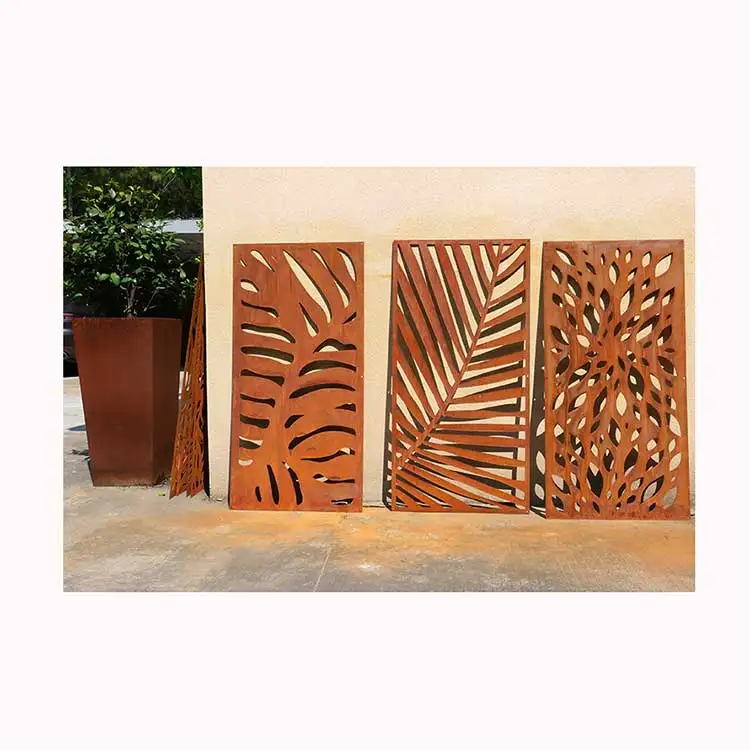 Customized Exterior Decorative Sheet Metal Door Panels Laser Cutting Perforated Corten Steel Plate Garden Fence Wall Panel
