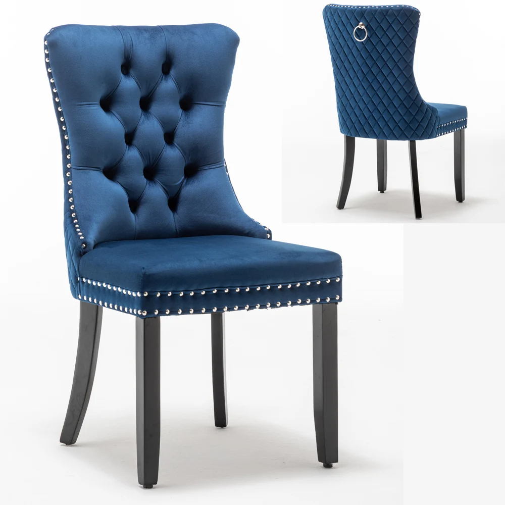 Best-selling antique velvet tufted back wood dining room chair with back ring