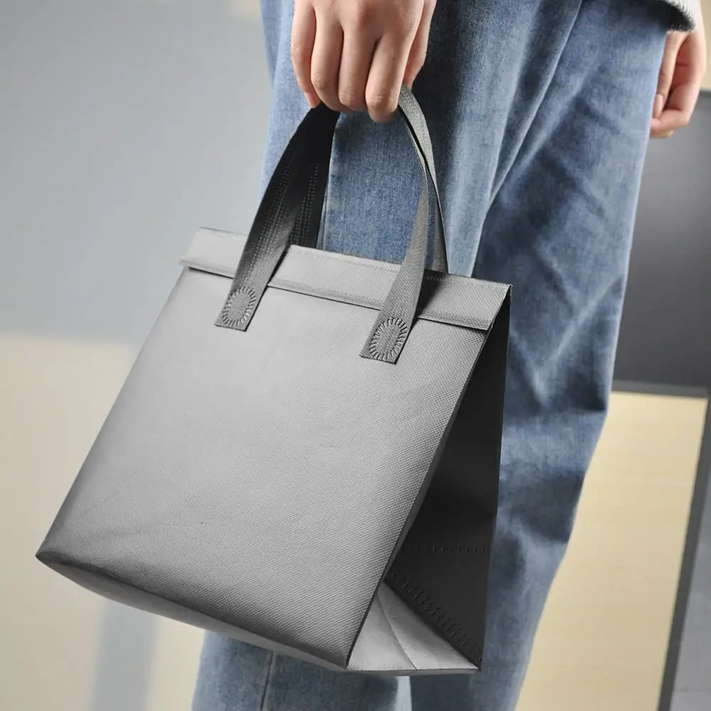 wholesale Disposable Thermal Insulated Cooler Bag Grocery Cool Carry Non Woven Lunch Cooler Bag for Food