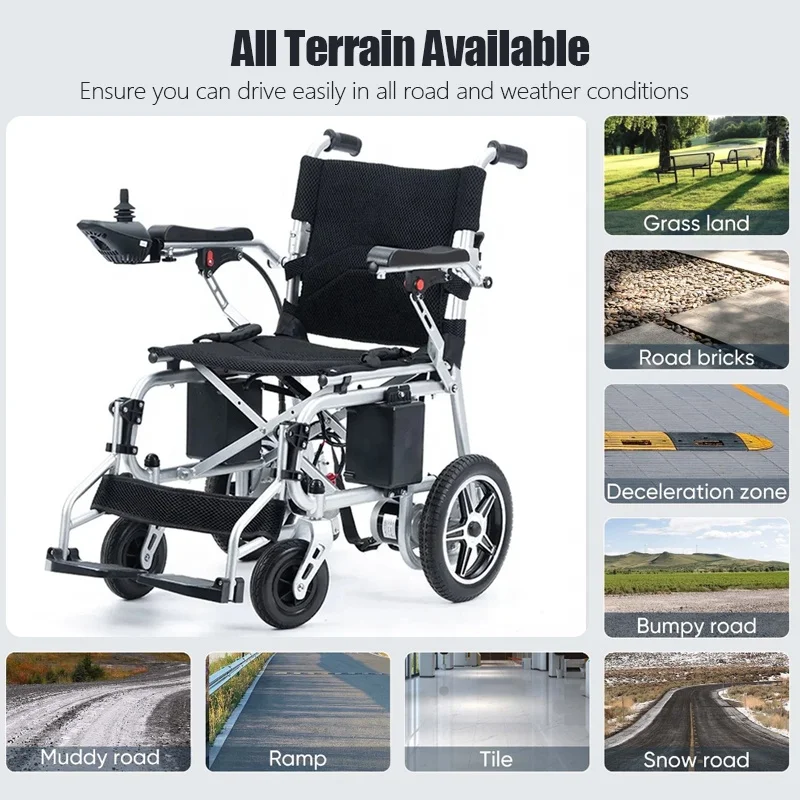 Lightweight foldable aluminium alloy lithium battery Intelligent Brake electric wheelchair for the disabled