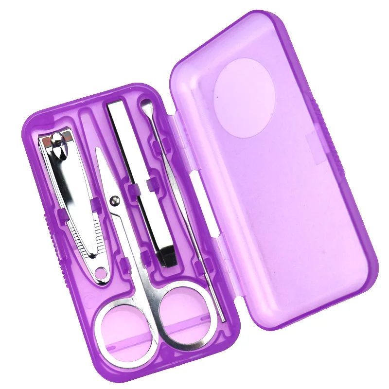
wholesales 4pcs stainless steel Nail Clippers Cutter Kit Nail Care mini manicure pedicure set PP case 
