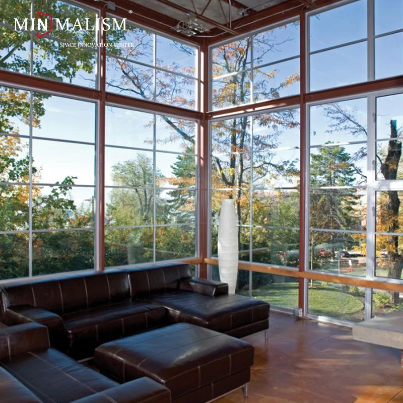 Minimalism Aluminum Alloy Grid Fixed Window Big House French Window