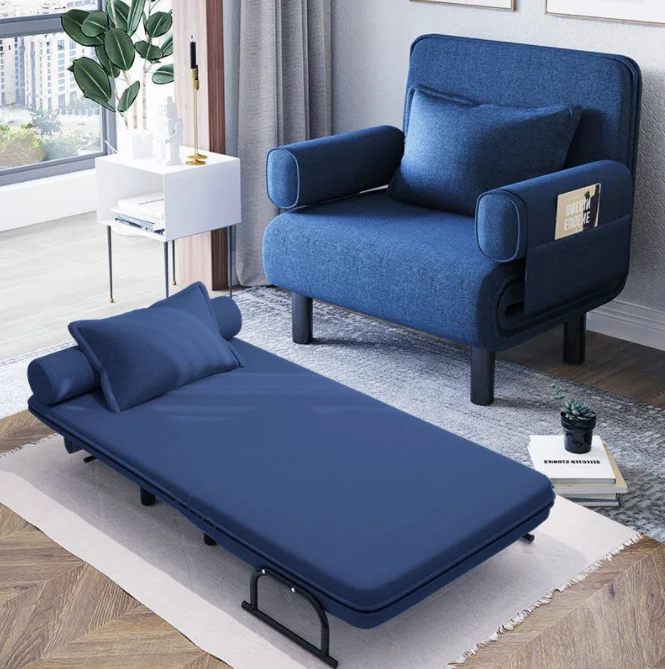 Modern Wooden Folding Chair Sleeper Three Seat Sofa Bed Living Room Multi-function Divan