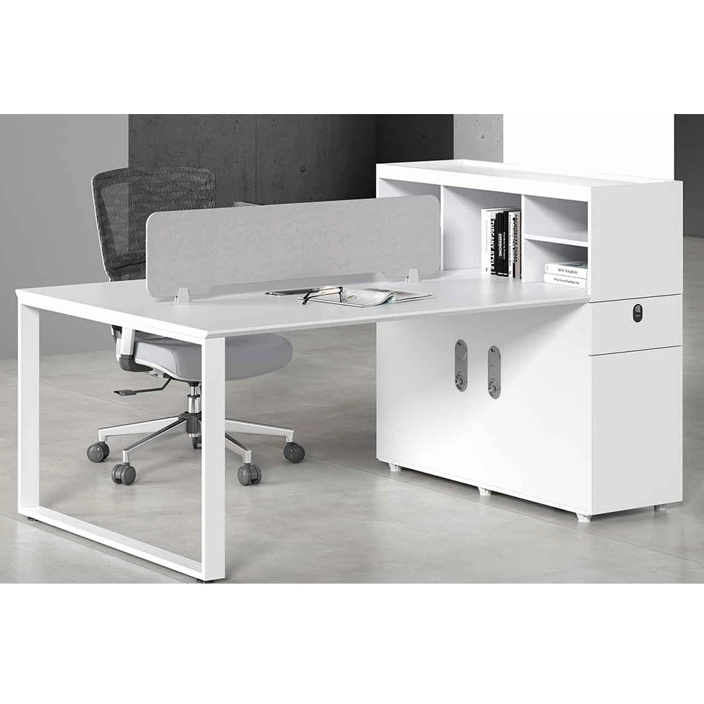 2024 new Simple and modern light luxury creative staff office desks and chairs with white station screen partition