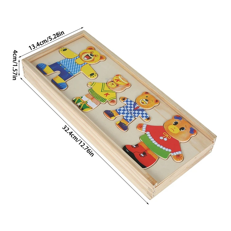  Детская Деревянная Игрушка-пазл в виде медведя для раннего