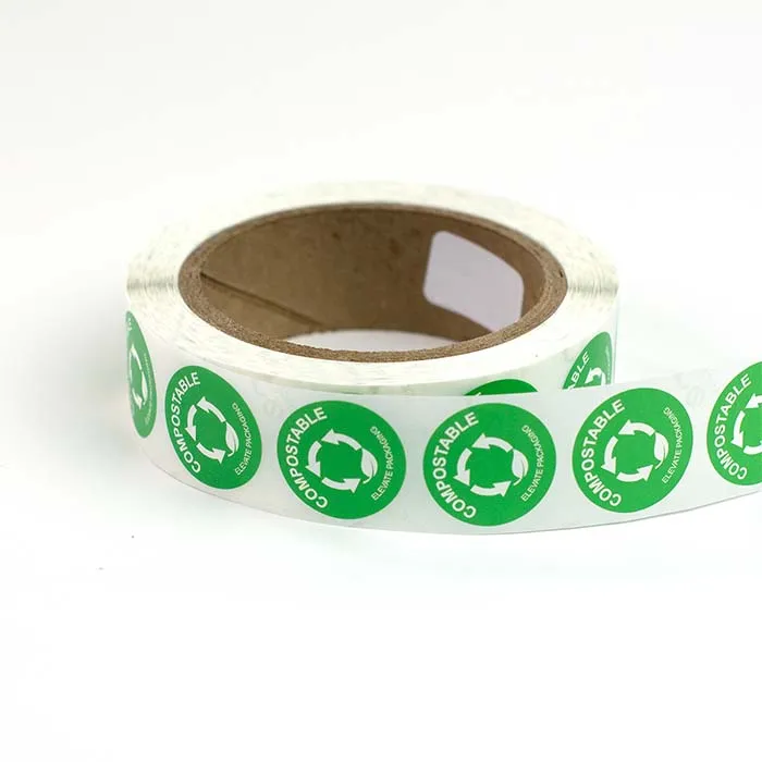 Compostable custom PLA paper material eco adhesive labels custom printed biodegradable stickers for food packaging