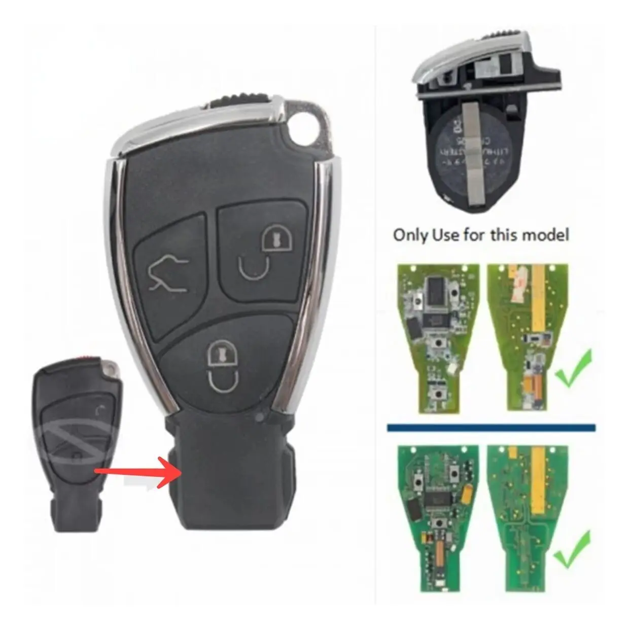 Free shipping Modified Silver 3 button remote key 433MHz For Mercedes Benz B C E S ML CLK CL Class W203 W204 W210 W211 W212