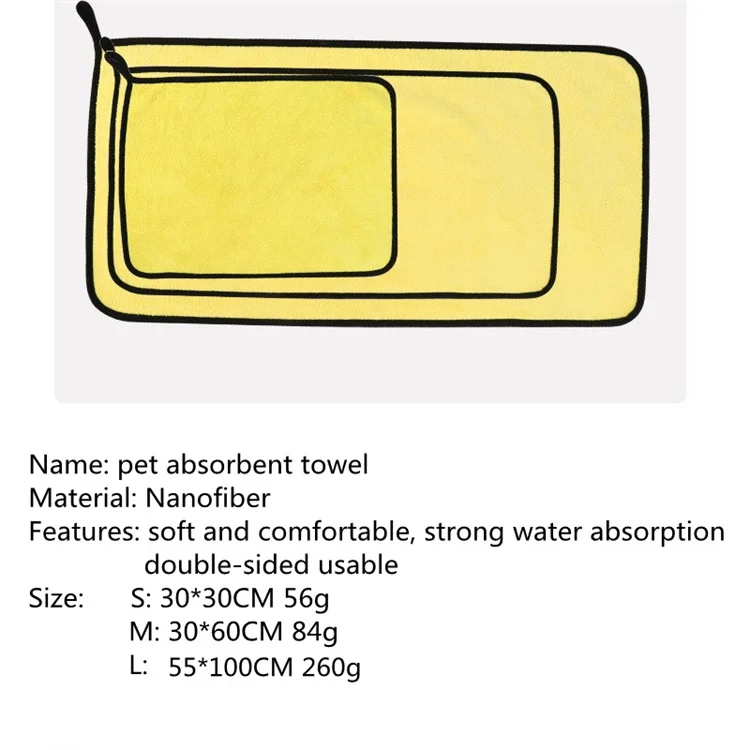 Hot Selling Dog Drying Towel Microfiber Strong Water Absorption Pet Bath Towel