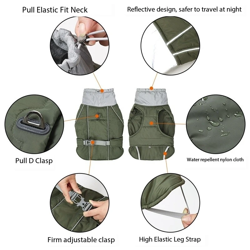 Factory Wholesale New Winter Dog Coat Sweater Pet Waterproof Thickened Warm Cotton Clothing