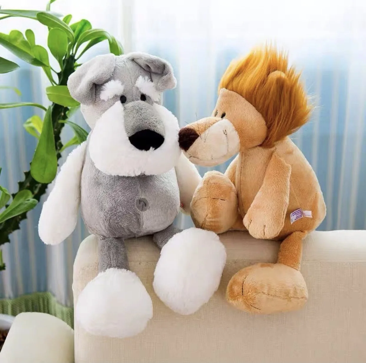 Top Quality snow soft Miniature schnauzer lion tiger giraffe plush dog stuffed animal plush doll toys