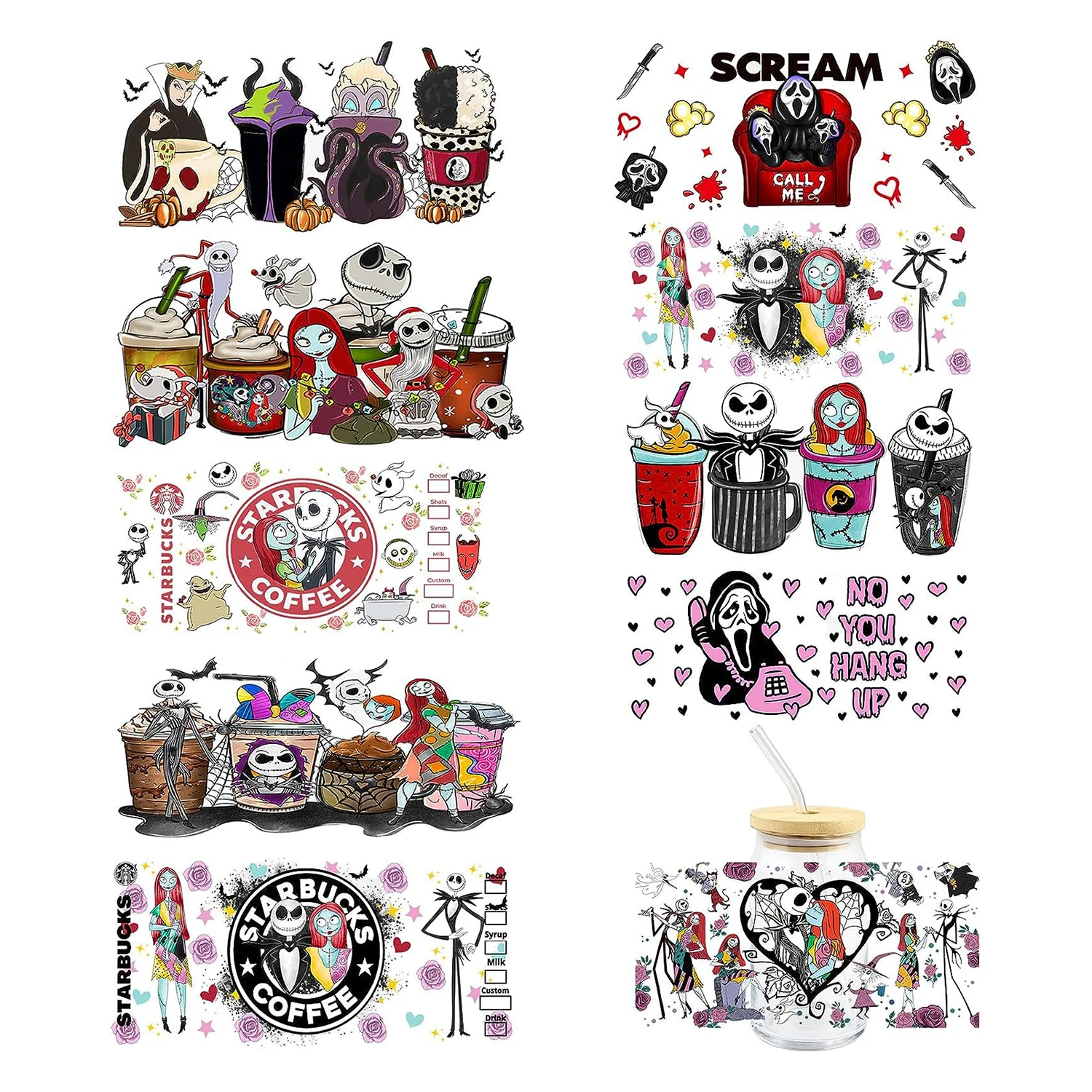 DTF Sticker Printer UV Printing Machine for Bottle Libbey Wrap Cups Cup Transfers Halloween