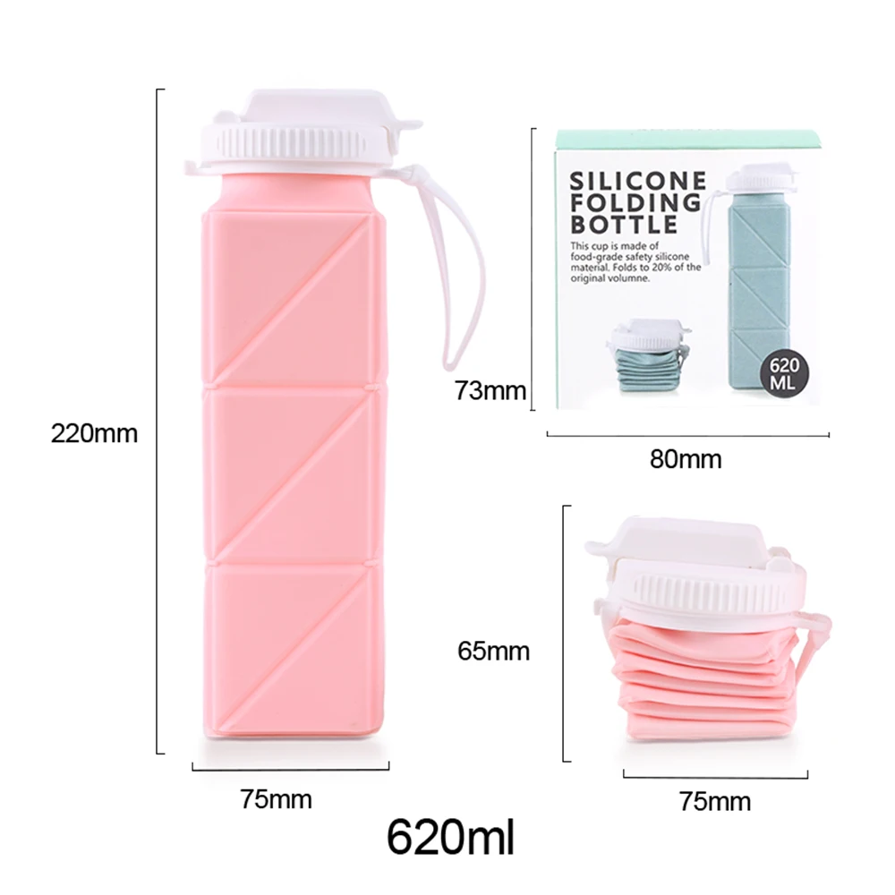 Running Custom Collapsible Bottle Water Drink Children 21oz School Leakproof Bpa Free Collapsible Silicone Bottle Water For Kids