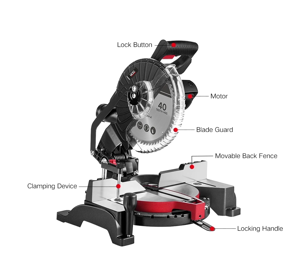 TEH Easy Transport Multipurpose 255MM Electric Single Bevel Multi Material Compound Mitre Saw 220V