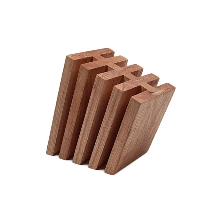 new design beech oak walnut wood magnetic knife block holder with strong power magnets kitchen wood knife holder