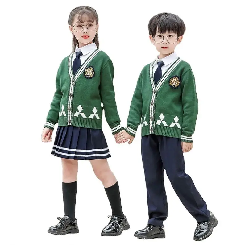 Custom-tailor school sweater white shirt wholesale 3-piece set sweater custom school uniform