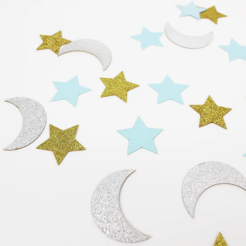 100CT Glitter Shiny Moon and Star Confetti Twinkle Little Star Confetti for Gender Reveal Decoration