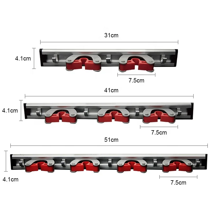 Factory Aluminum Gripper Wall Mounted Tools Organizer Mop And Broom Holder
