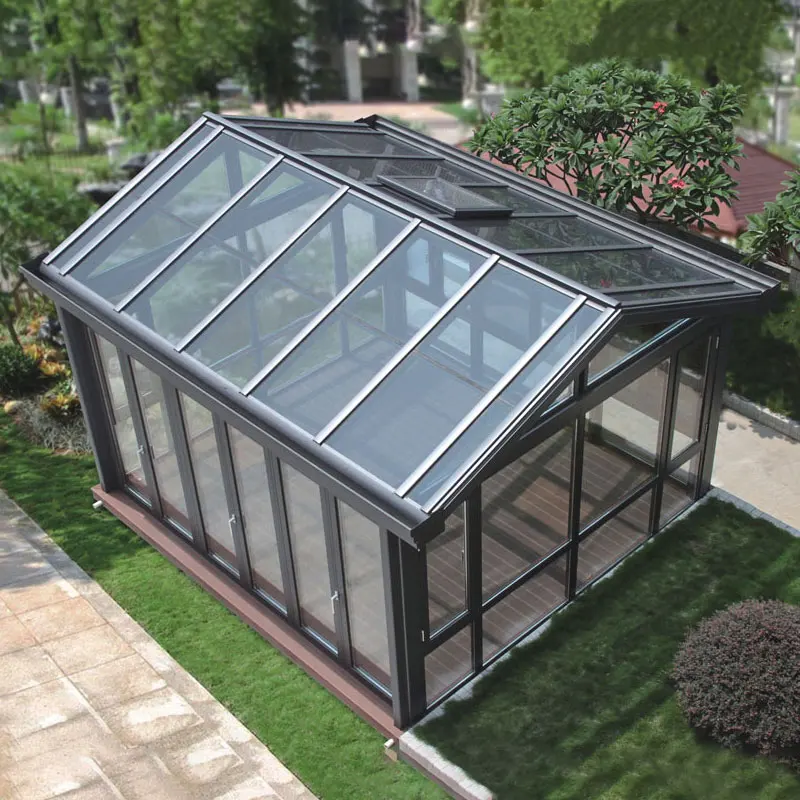 GEDELI Factory Aluminum Frame Slant Roof Sunroom Solarium Glass House Sun Room