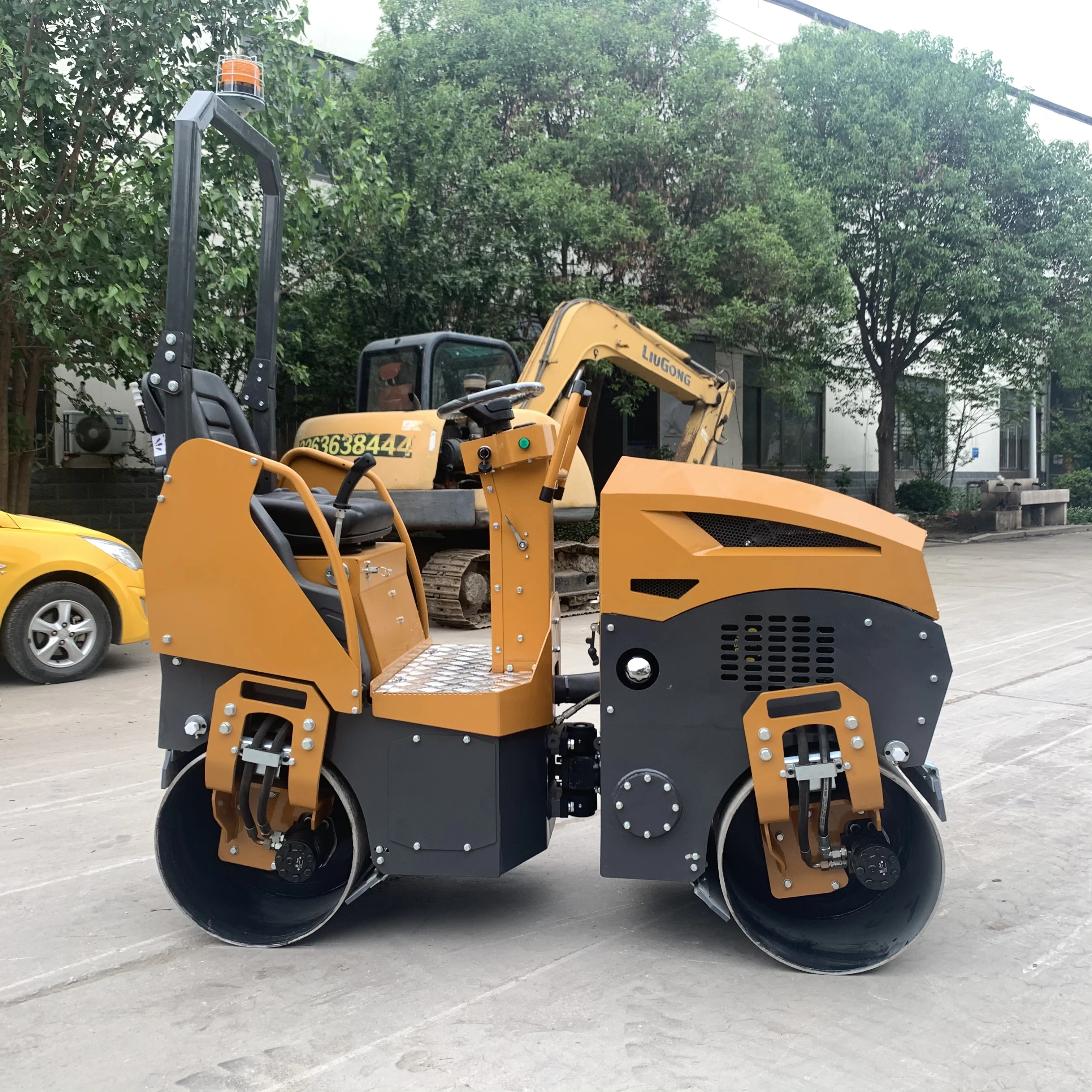 1000kg Double Drum Single Vibratory Road Roller Hydraulic Steering Pump Price Compactor