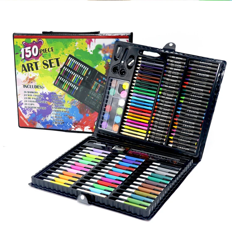 150pcs factory price painting pens children 168 watercolor art set kids crayon lapices de colores 12 colores