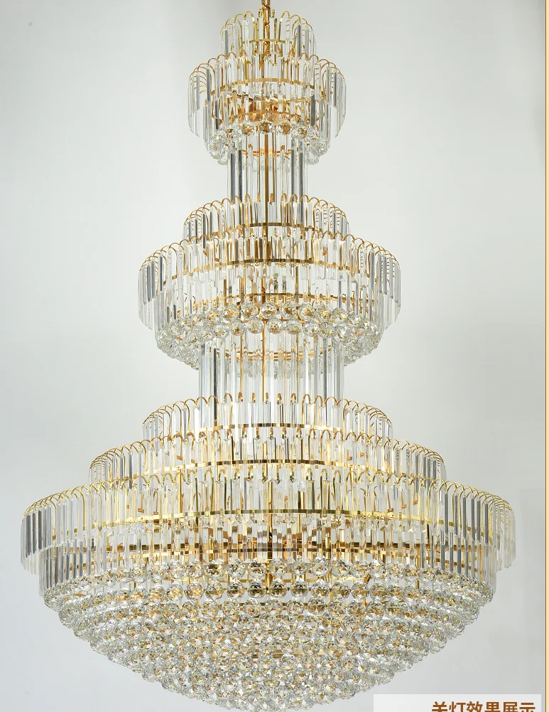 House specification home lobby high quality decorations stairs luxury dining foyer led crystal chandelier