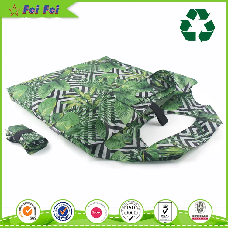 Feifei GRS custom eco recycled polyester fabric big shopper foldable tote shopping reusable rpet bag