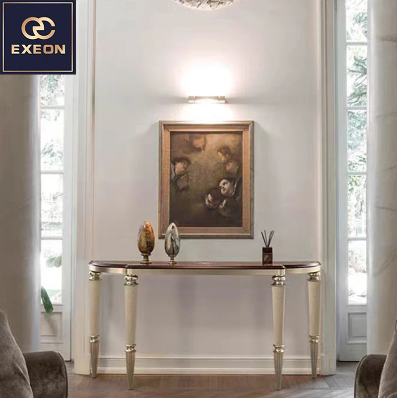 Modern Furniture Corridor Entrance Porch Luxury Villa Living Room Against The Wall Marble Metal Porch Table
