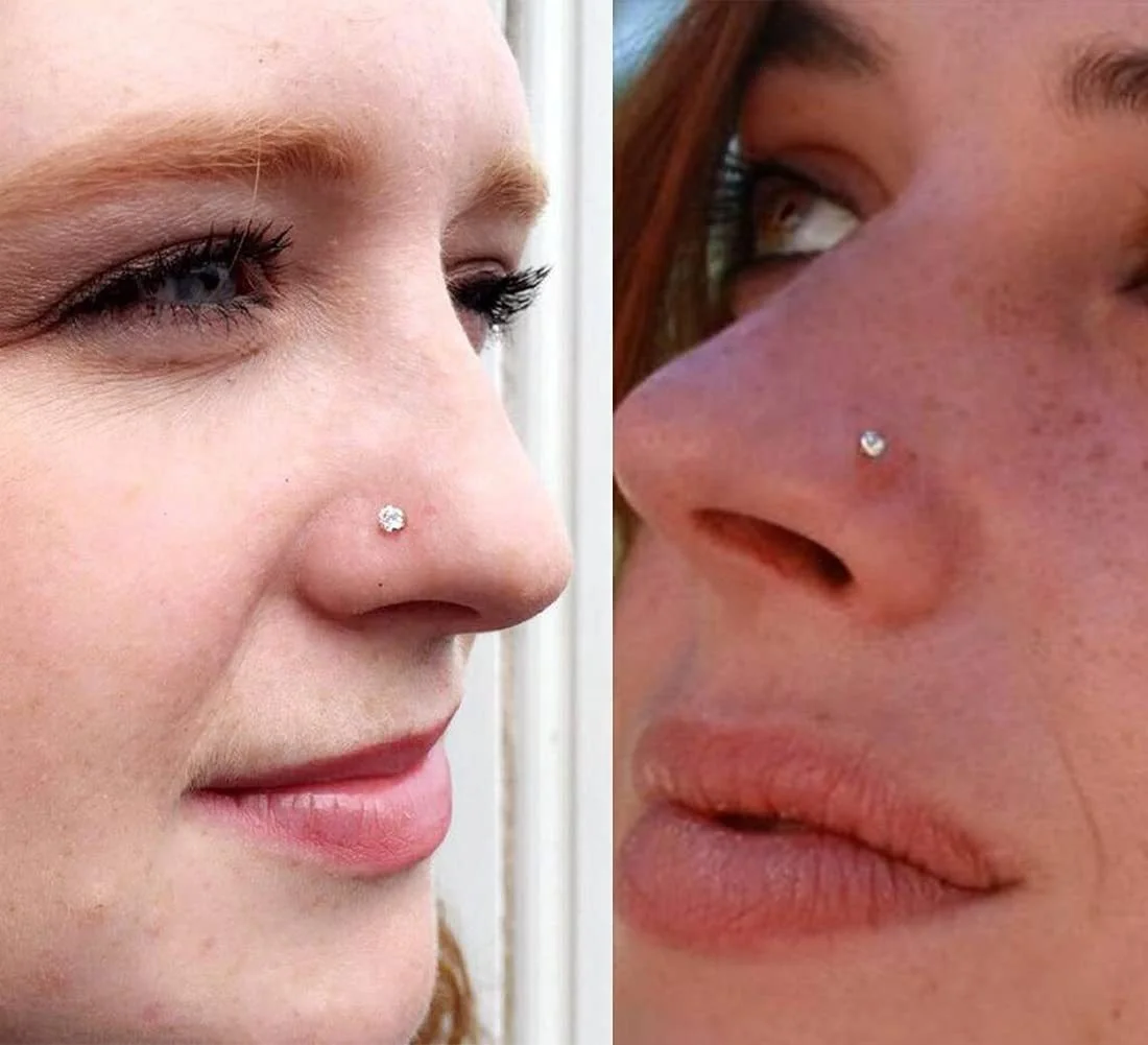 Wholesale Hot Sale Pierced C-Shaped Nose Ring Inlaid Zircon Leaves Rose Flower Nose Piercing Jewelry