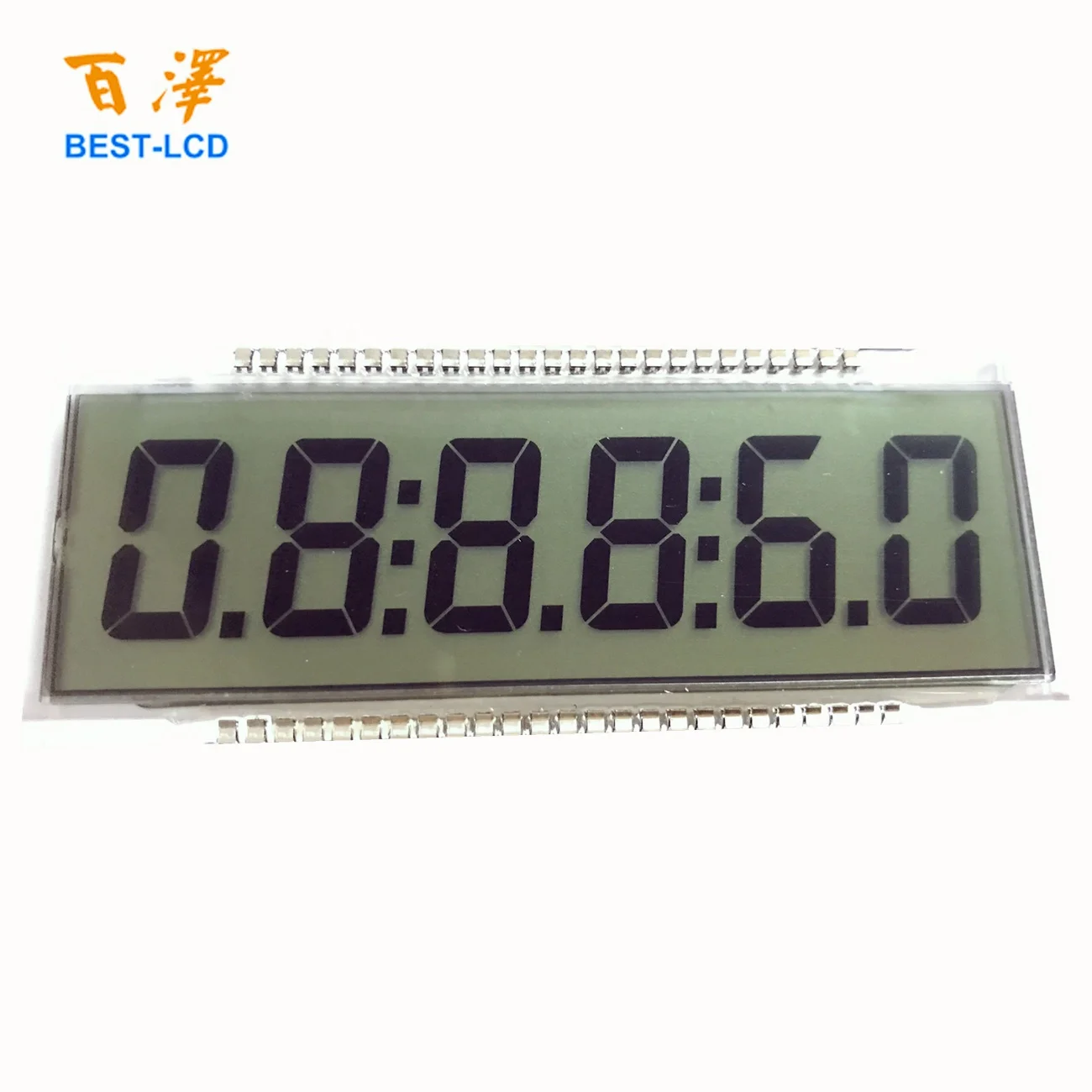 Customized Monochrome 50 Pin 6 Digit 7 Segment TN LCD Display For Petrol Pump/Fuel Dispenser/Gas Station