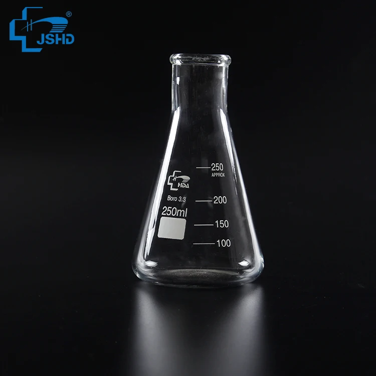 Боросиликатная колба erlenmeyer лабораторная коническая стеклянная бутылка