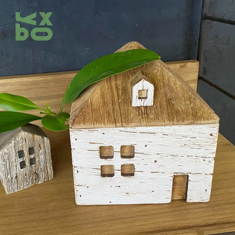 
YBOX handmade lovley small wooden box natural wood house shape gift box 