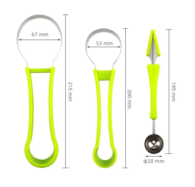 Professional 4 In 1 Stainless Steel Watermelon Cutter Vegetable Fruit Carving Knife Tools Set Fruit Cutting Fruit Core Remover