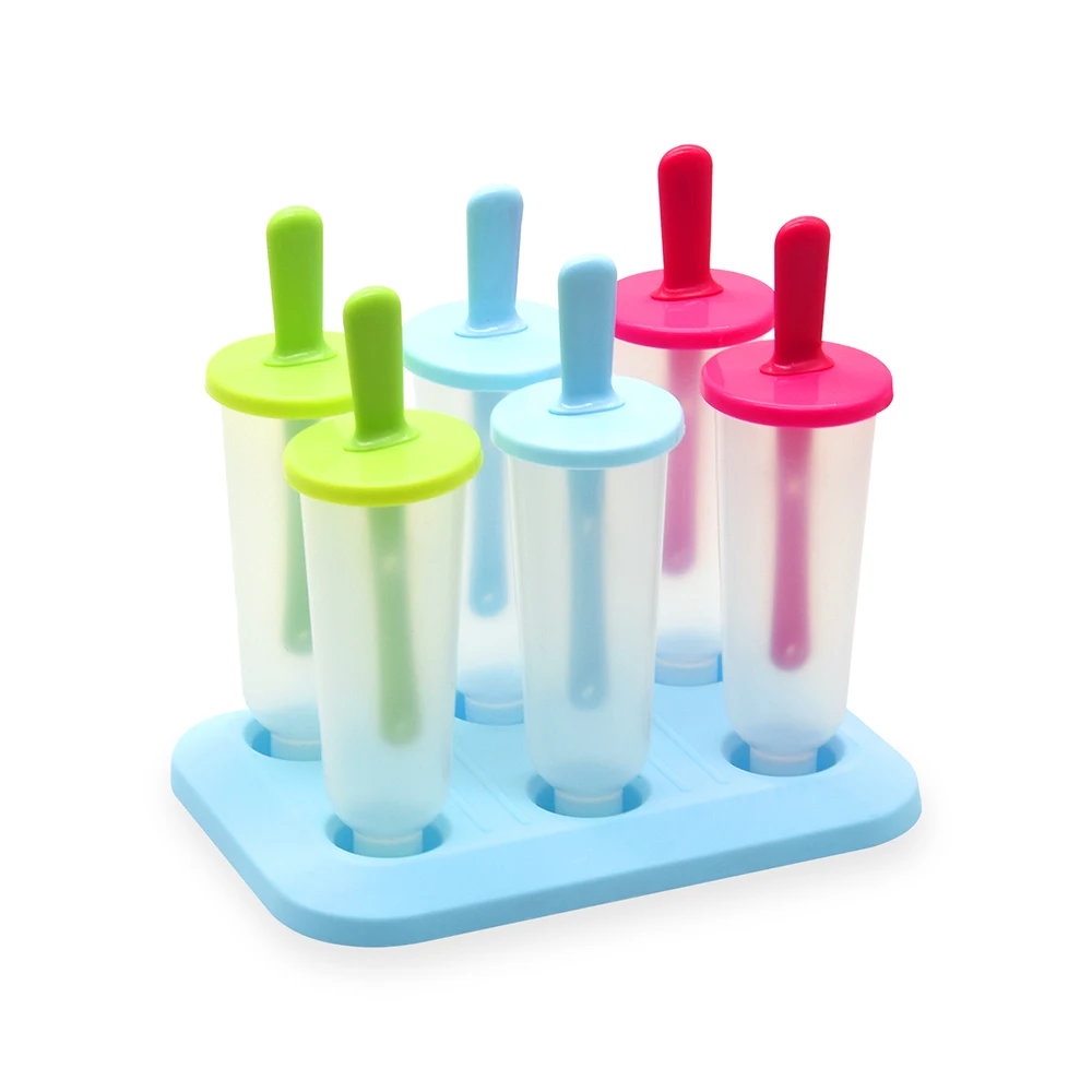Set of 6 Plastic Popsicle Molds Ice Popsicle Molds Ice Maker Kid ice cream tray holder lolly pops