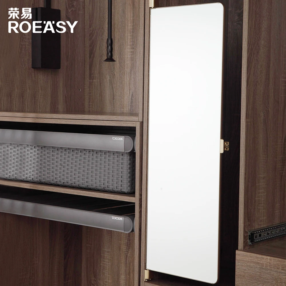 ROEASY R60 wardrobe dressing mirror rotating retractable built-in full length mirror for bedroom cupboard