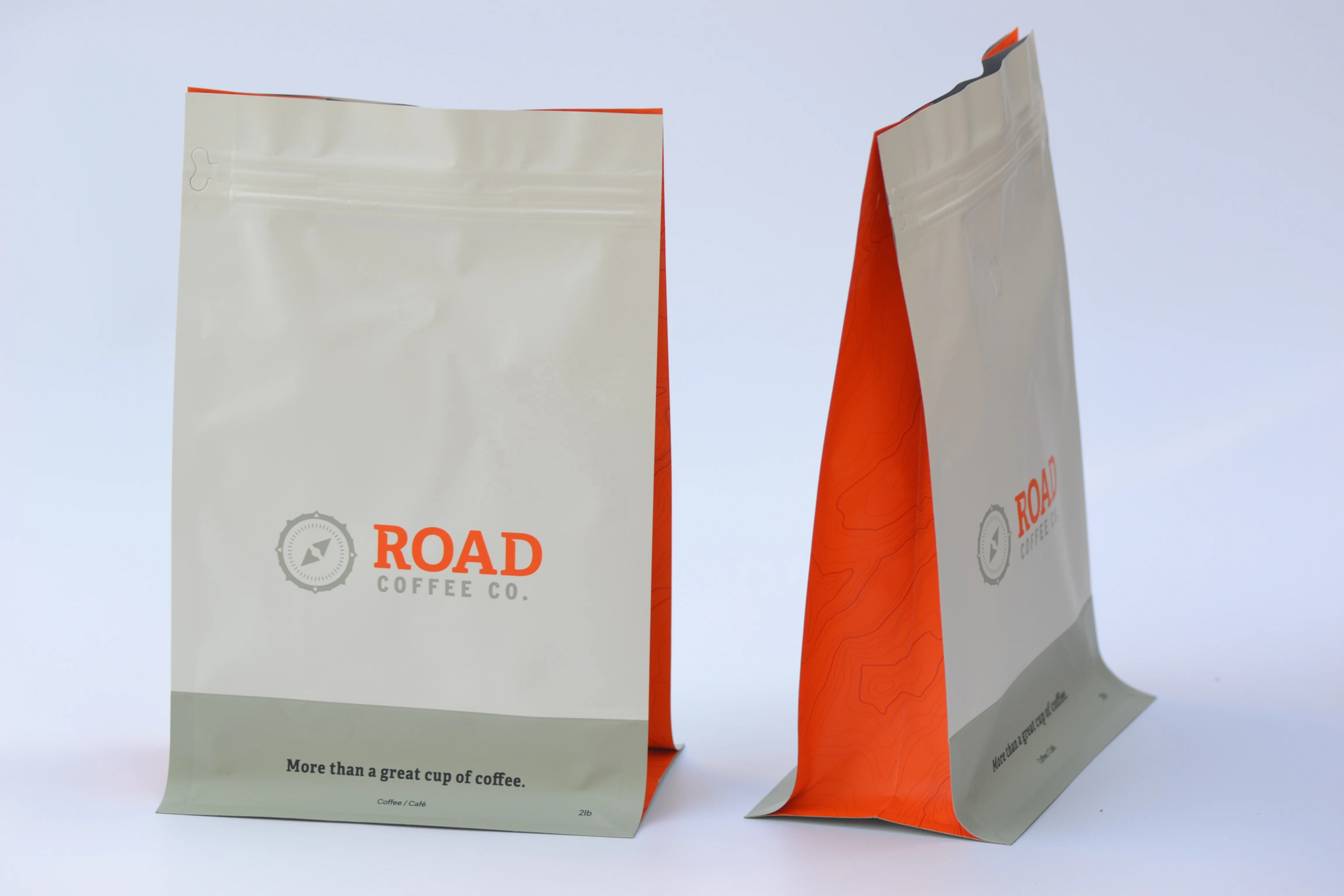 custom printed 12oz roasted coffee beans packing white kraft paper one way valve flat bottom bags with ziplock