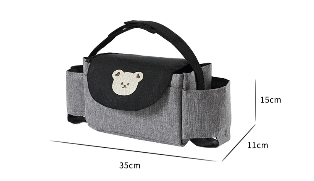 Shoulder Strap Pet Stroller Caddy Wholesale Universal Stroller Organizer with Insulated Cup Holder Detachable Phone Bag