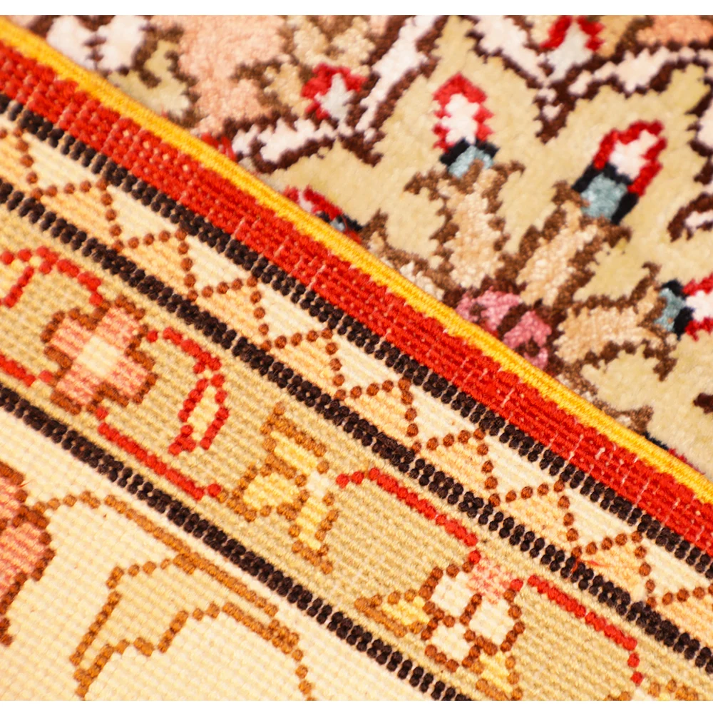 Yuxiang 3x5ft Red Rose Pattern Hand Knotted Silk Carpet 100% Natural Tabriz Rug Handmade Persian Carpet